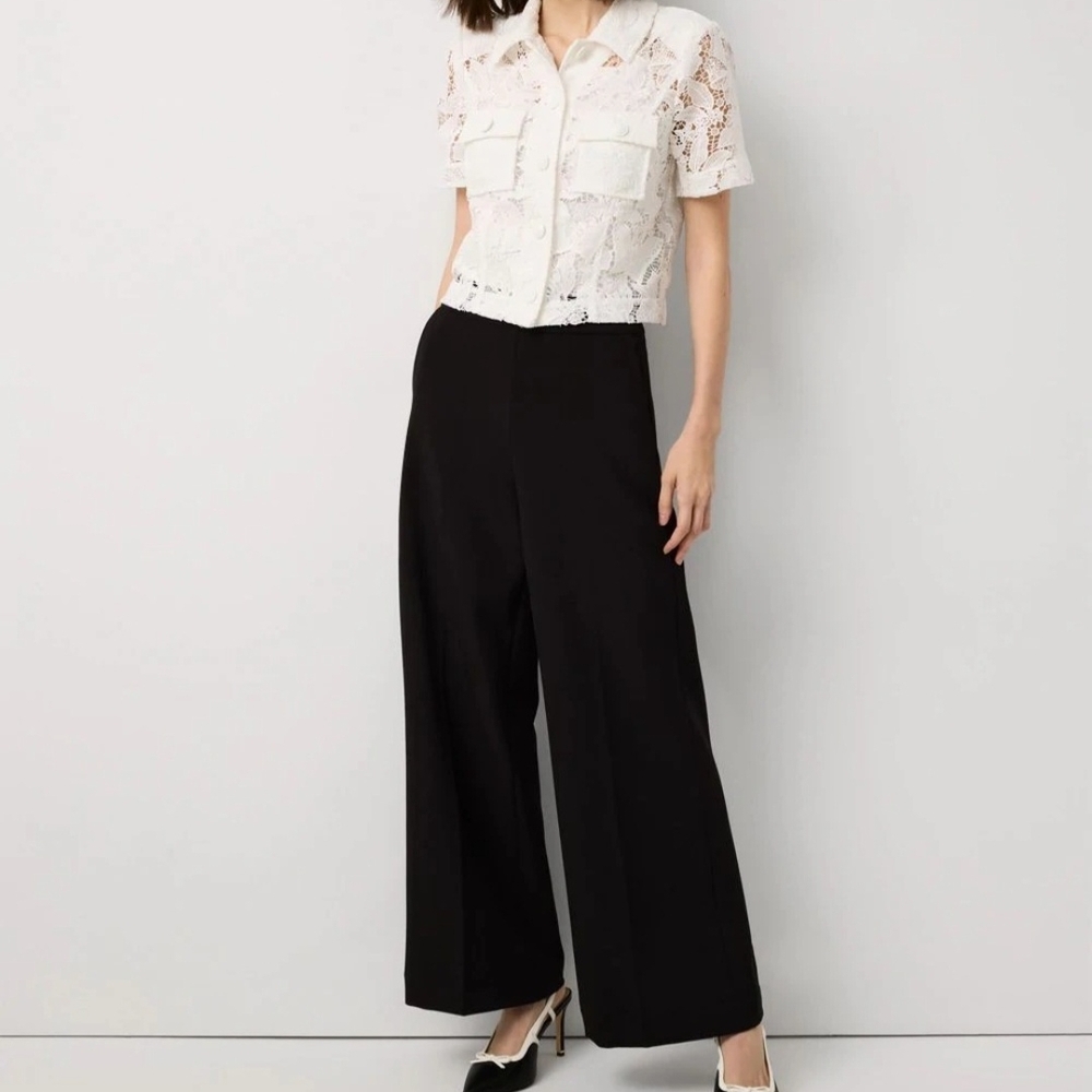 WHBM Knit Crepe Pull On Wide-Leg Trousers. Size 12